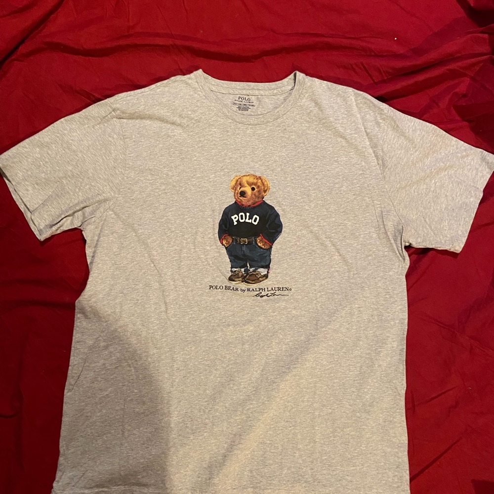 Men’s Vintage Polo Ralph Lauren Polo Bear Graphic T-Shirt Size 2XLT Gray